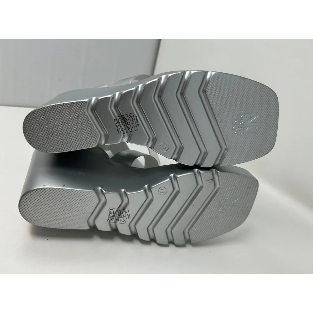 Silver Metallic Wedge Sandals for Women